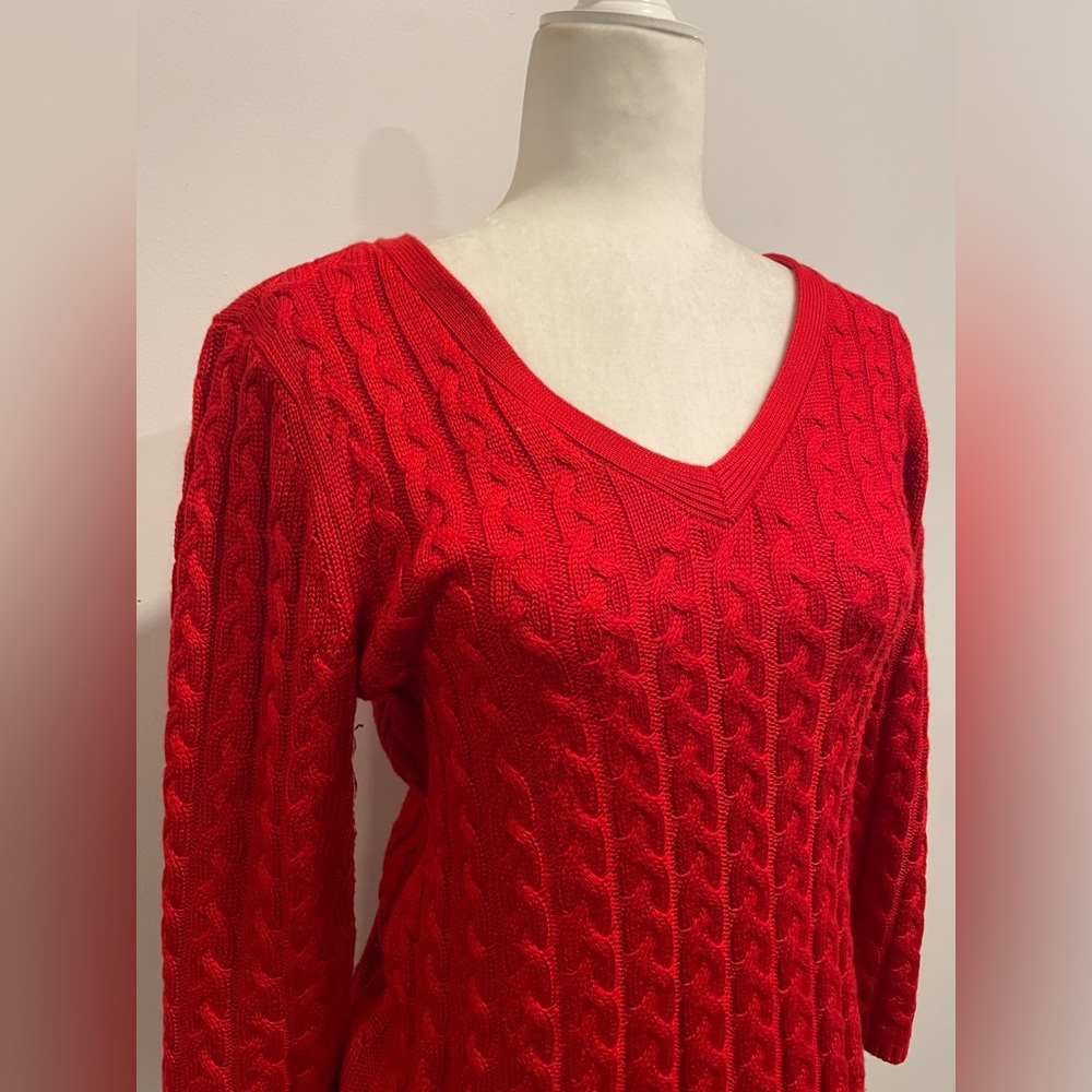 Red Cable Knit Mini Dress - Picture 4 of 6